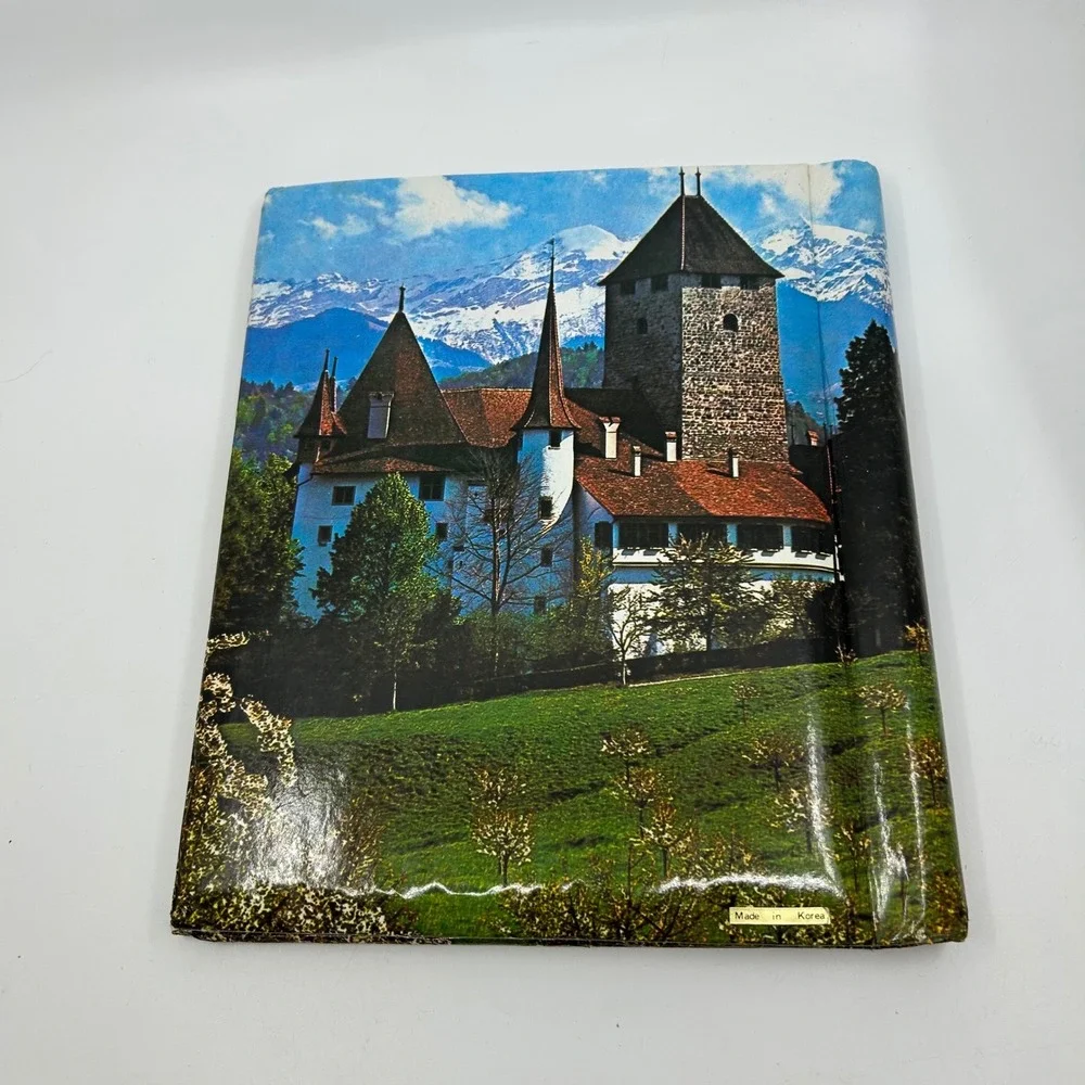 Vintage Castle Paper Photo Album 70s Switzerland Spiez Castle Keepsake Gifting